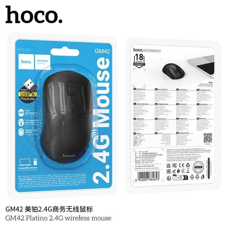 HOCO GM42 Platino 2.4G Wireless Mouse Black