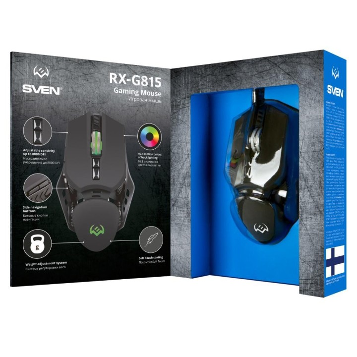Sven RX-G815 RGB Gaming Ποντίκι 8000 DPI Μαύρο