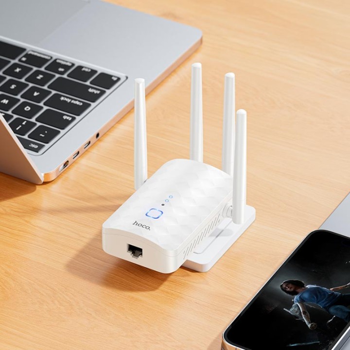 HOCO HI35 WiFi 4 Repeater 300Mbps Λευκό