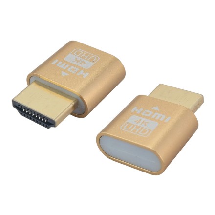 POWERTECH HDMI dummy plug CAB-H192 με LED, 4K/60Hz, χρυσό