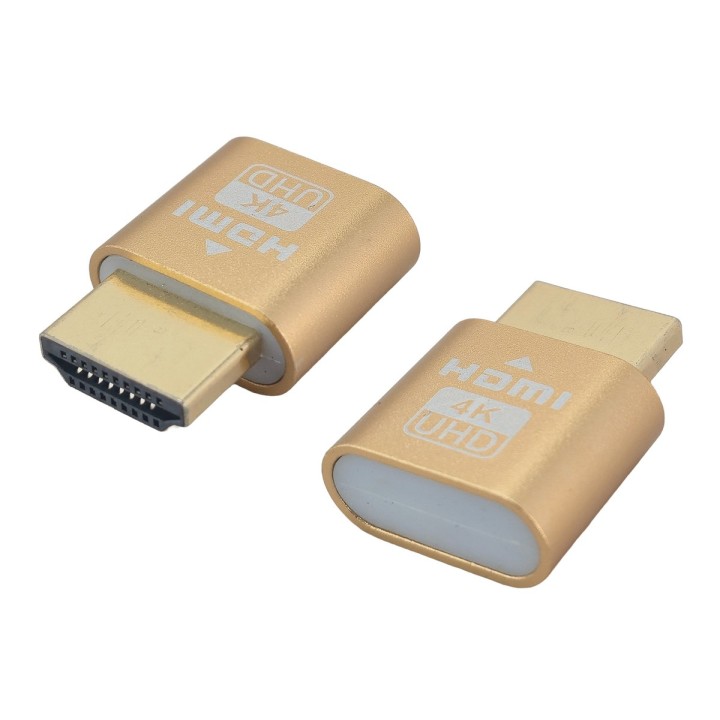 POWERTECH HDMI dummy plug CAB-H192 με LED, 4K/60Hz, χρυσό