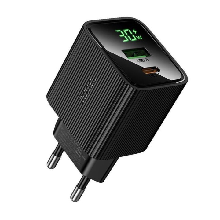 Hoco Φορτιστής Χωρίς Καλώδιο με Θύρα USB-A και Θύρα USB-C 20W Power Delivery / Quick Charge 3.0 Μαύρος (CS84A)