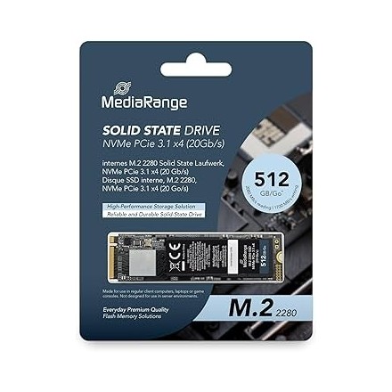 MediaRange Internal M.2 2280 solid state drive, NVMe PCIe 3.1 x4 20 Gb/s, 512GB, black (MR1032)