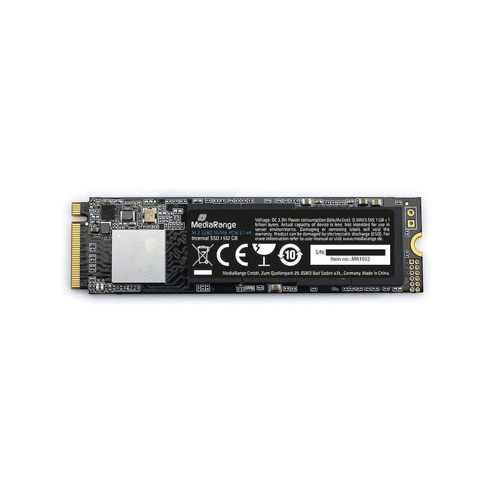 MediaRange Internal M.2 2280 solid state drive, NVMe PCIe 3.1 x4 20 Gb/s, 512GB, black (MR1032)