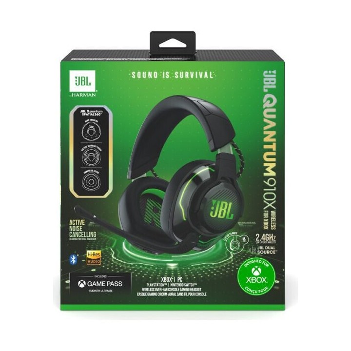 JBL Quantum 360X, XBOX Over-Ear Wireless 2.4Ghz & BT Gaming Headset, (Black/Green)