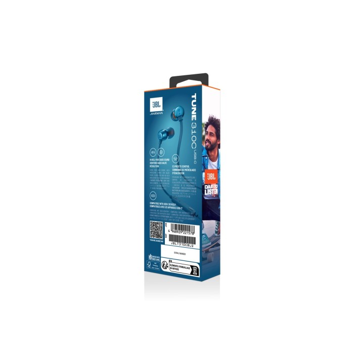 JBL Tune 310C, In-Ear Headphones, USB-C, Hi-Res, (Blue)