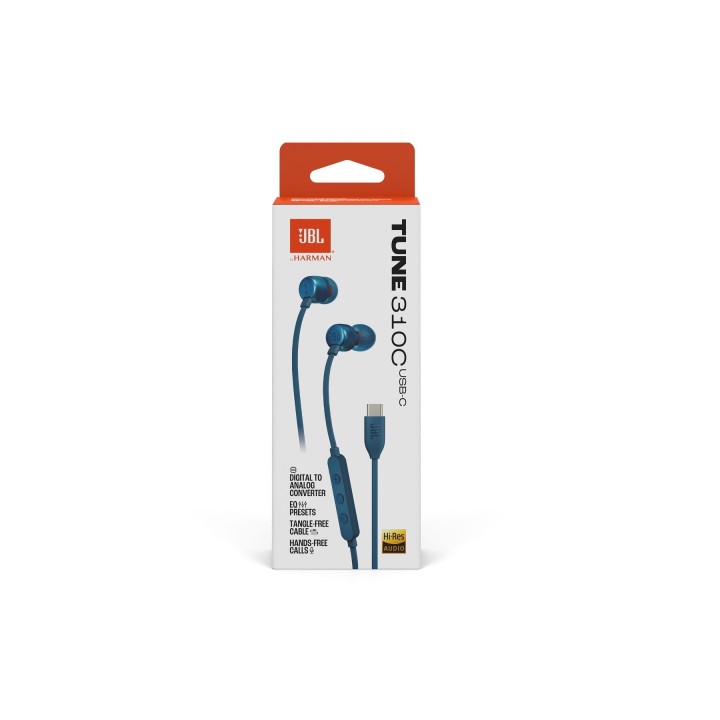 JBL Tune 310C, In-Ear Headphones, USB-C, Hi-Res, (Blue)