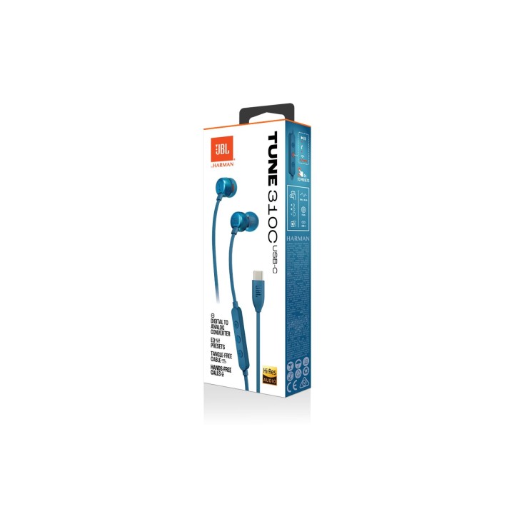 JBL Tune 310C, In-Ear Headphones, USB-C, Hi-Res, (Blue)