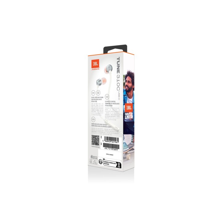 JBL Tune 310C, In-Ear Headphones, USB-C, Hi-Res, (White)