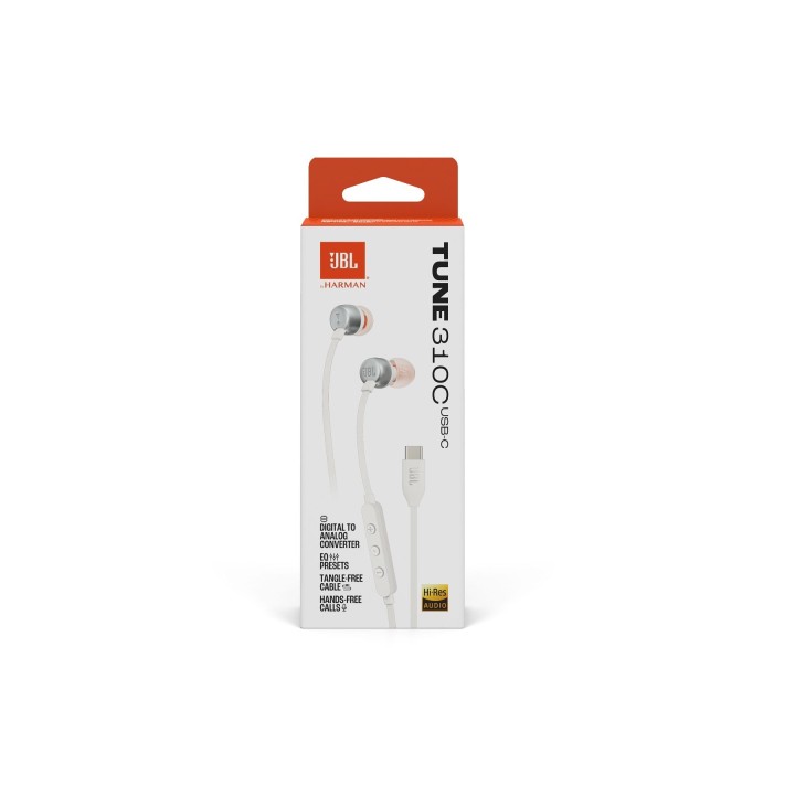 JBL Tune 310C, In-Ear Headphones, USB-C, Hi-Res, (White)