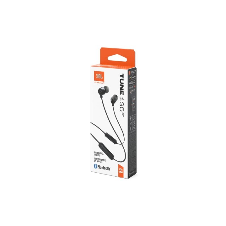 JBL Tune 135BT, Wireless EarBuds 3-button Mic/Remote (Black)
