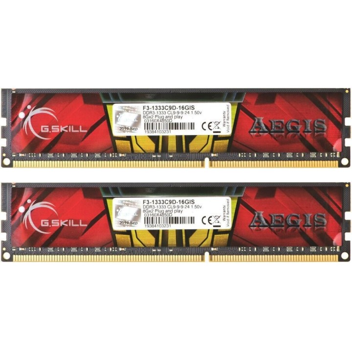 G.Skill Aegis DDR3 16GB RAM με 2x8GB Modules και Ταχύτητα 1333 για Desktop