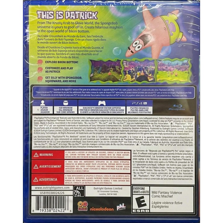 SpongeBob Squarepants - The Patrick Star Game PS4 GAME