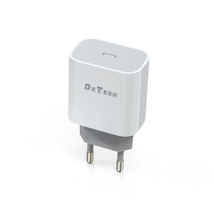 Φορτιστής DETECH Χωρίς Καλώδιο με Θύρα USB-C Power Delivery Λευκός (DE-30)