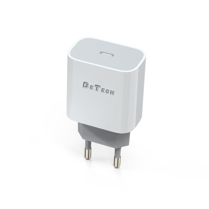 Φορτιστής DETECH Χωρίς Καλώδιο με Θύρα USB-C Power Delivery Λευκός (DE-30)