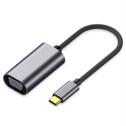 Μετατροπέας DETECH USB-C male σε VGA female Γκρι 1τμχ (17841)