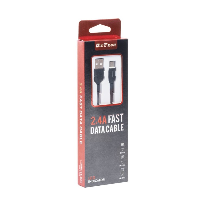 Καλώδιο DETECH DE-C37M Regular USB 2.0 to micro USB Cable Μαύρο 1m (40194)