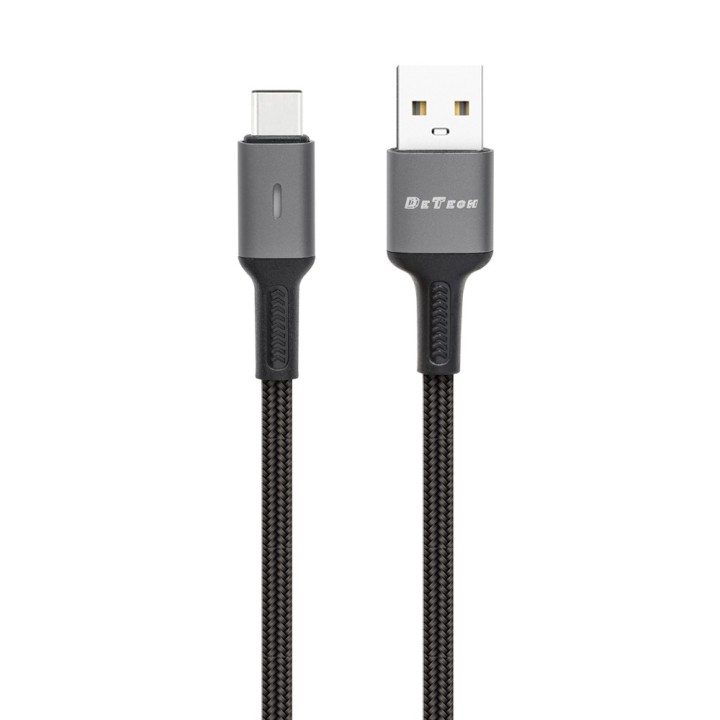 Καλώδιο DETECH DE-C39C Braided / Regular USB 2.0 Cable USB-C male - USB-A Μαύρο 1m (40202)
