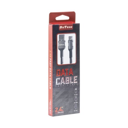 Καλώδιο DETECH DE-C39C Braided / Regular USB 2.0 Cable USB-C male - USB-A Μαύρο 1m (40202)