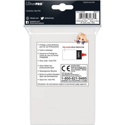 Ultra Pro Gloss Clear Standard Size Deck Protectors 100 Τεμάχια(REM82689)