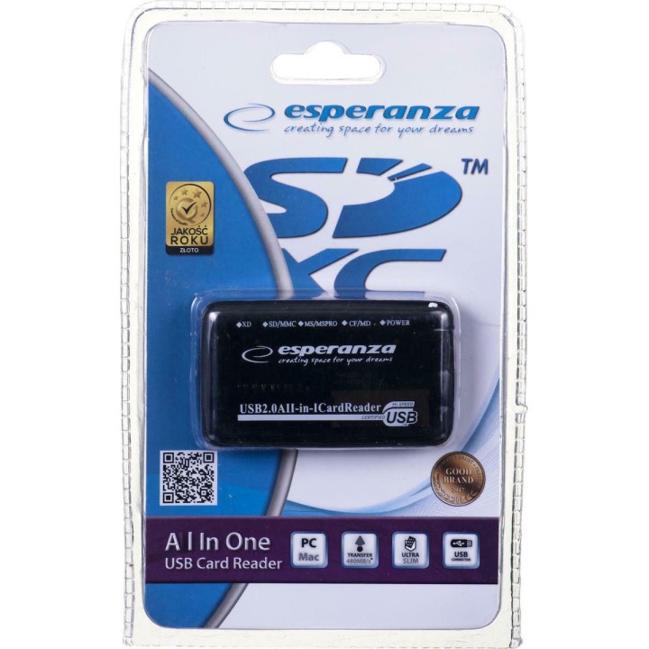 Esperanza Card Reader USB 2.0 για SD/microSD/MemoryStick/xD (EA117) (ESPEA117)