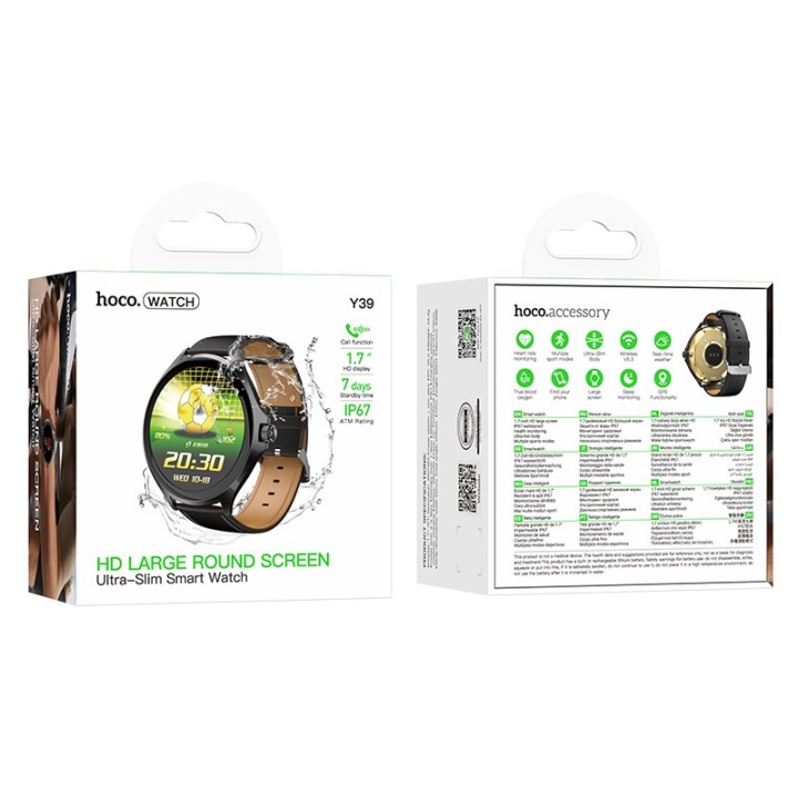 Hoco Y39 Bluetooth Calling Smart Watch Calling BLACK(IP67 Waterproof)