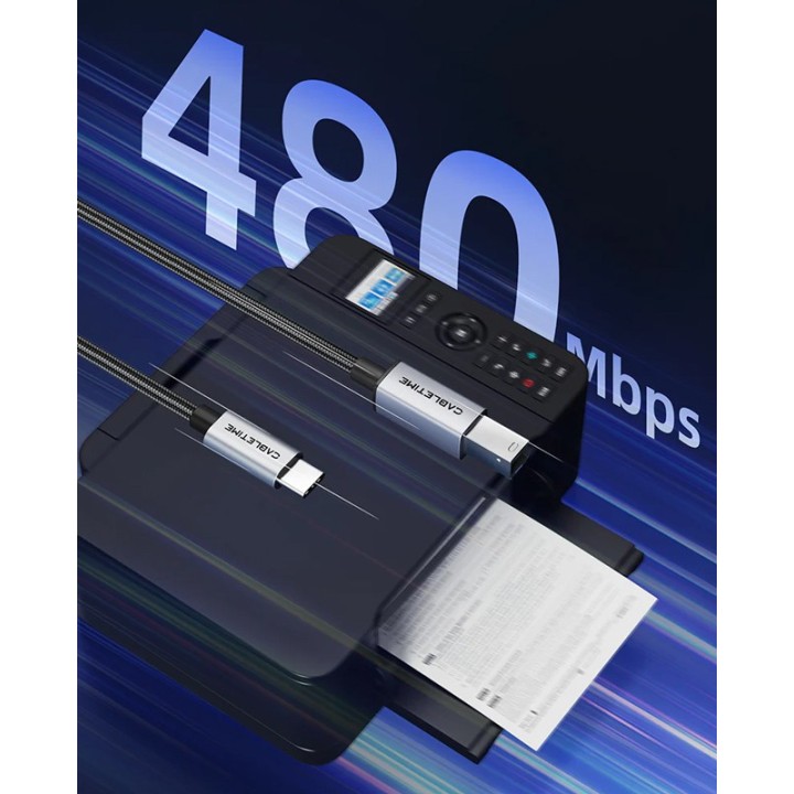 CABLETIME καλώδιο USB-C σε USB Type B CT-CMBM1, 480Mbps, 2m, μαύρο