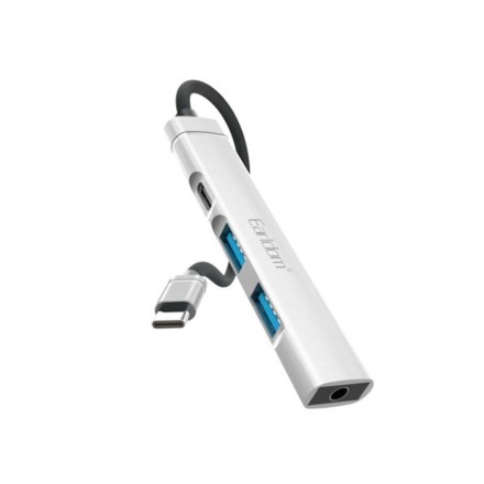 Hub Earldom HUB20 Type-C, 4 Ports( 2xUsb 3.0 1x Type C 1X 3.5mm jack) Gray (12063)