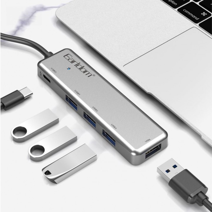 USB hub Earldom ET-HUB12, USB 2.0, 5 Ports(4XUSB 3,0 1X Type C )Gray(12069)