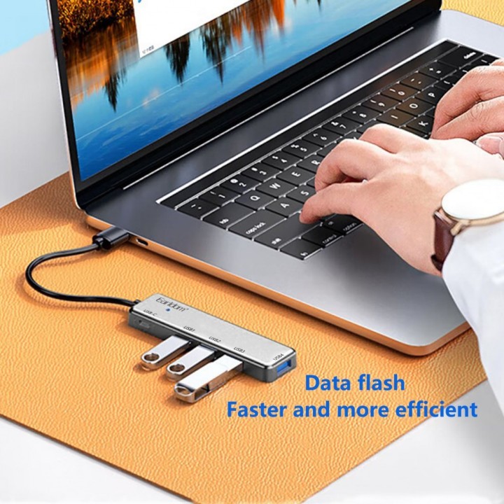 USB hub Earldom ET-HUB12, USB 2.0, 5 Ports(4XUSB 3,0 1X Type C )Gray(12069)