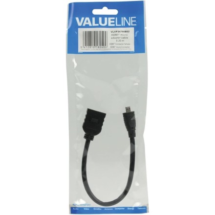 VALUELINE Micro HDMI male to HDMI female Adapter 20cm VLVP 34790 B02