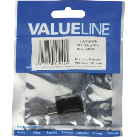 Αντάπτορας VALUELINE MHL αρσ. - USB micro B 0.20m VLMP39020B Black