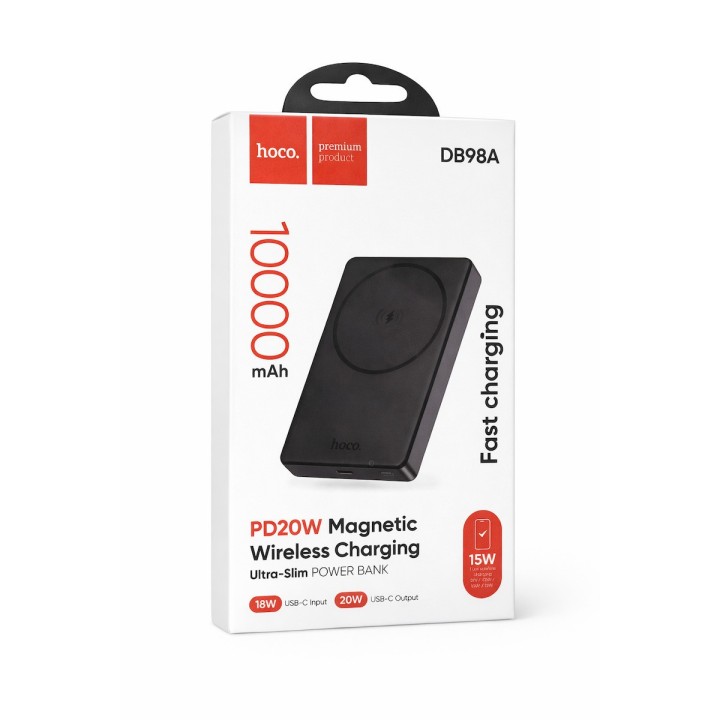 Hoco DB98A MagSafe Power Bank 10000mAh 20W με Θύρα USB-A και Θύρα USB-C Μαύρο
