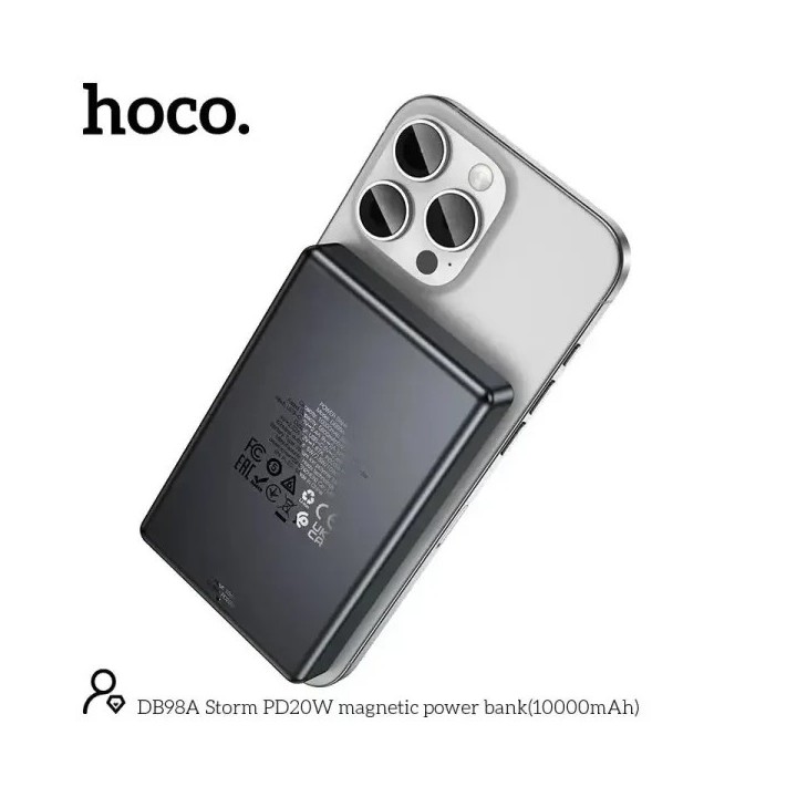 Hoco DB98A MagSafe Power Bank 10000mAh 20W με Θύρα USB-A και Θύρα USB-C Μαύρο