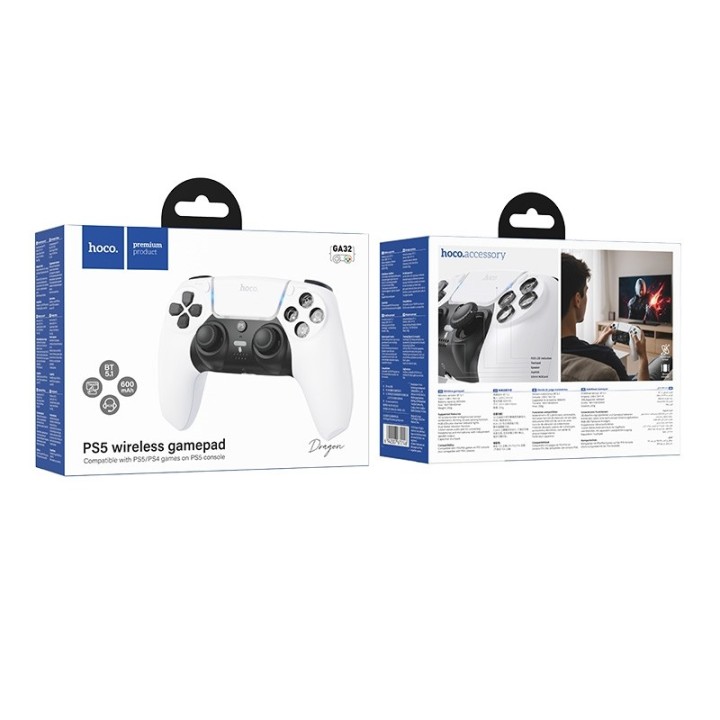 Hoco Ασύρματο Gamepad για PS5 Ασπρο GA32 DRAGON