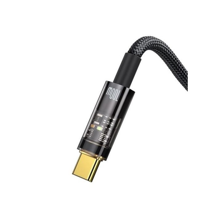 Baseus Explorer Series Auto Power-Off Fast Charging Data Cable USB to Type-C 100W 1m Black