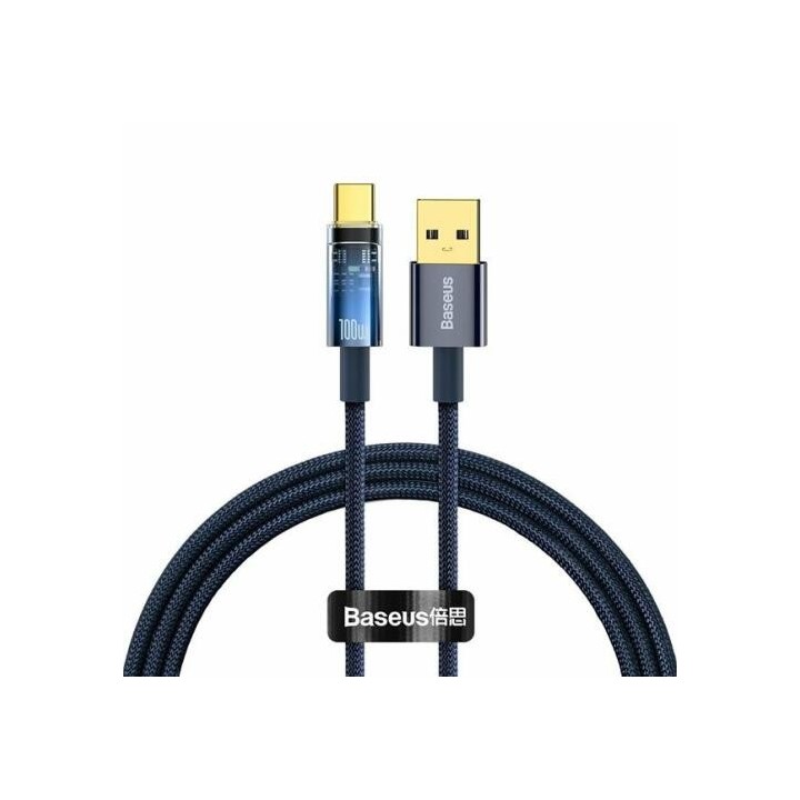 Baseus Explorer Series Auto Power-Off Fast Charging Data Cable USB to Type-C 100W 1m Blue