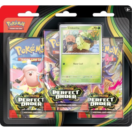 Pokemon TCG Mega Evolution: Perfect Order - Chicorita 3-Booster Blister