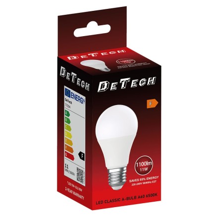 LED Bulb DeTech, A60, E27, 11W, 6500K, 1050lm(77004)