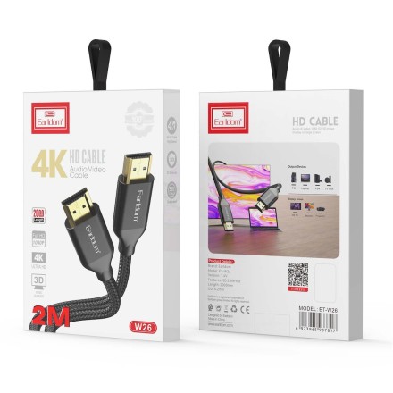 Earldom HDMI 1.4 Braided Cable HDMI male - HDMI male 5m Μαύρο(18386)