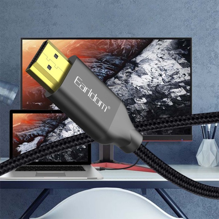 Earldom HDMI 1.4 Braided Cable HDMI male - HDMI male 5m Μαύρο(18386)