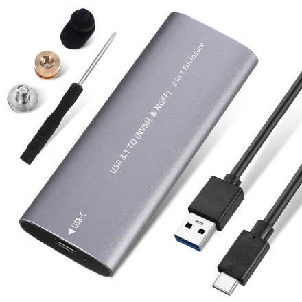 Θήκη για Σκληρό Δίσκο M.2 SATA III NVME με σύνδεση USB 3.1 / SATA σε Γκρι χρώμα(17756)