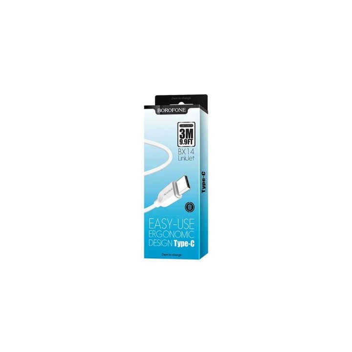 Borofone BX14 USB 2.0 Cable USB-C male - USB-A Λευκό 3m