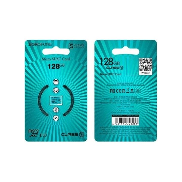 Borofone Memory card MicroSD 128GB SDXC U3 Class10 100MB/s