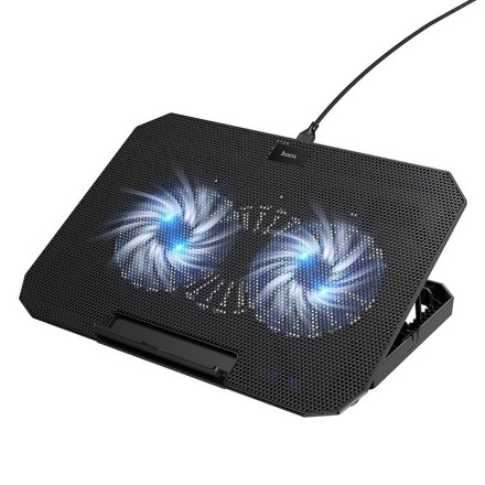 Laptop Cooler Hoco GA4 Jade Μαύρο με 2 Ανεμιστηράκια 7 Επιπέδων Έντασης και Φωτισμό για Φορητούς Υπολογιστές έως 17