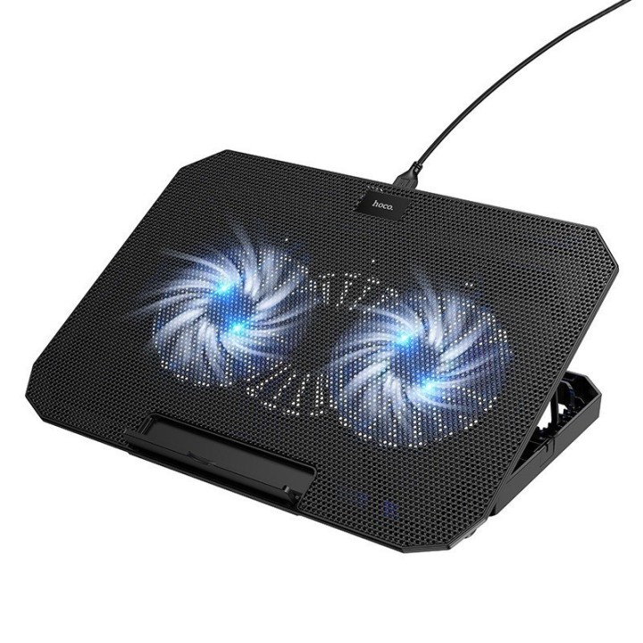 Laptop Cooler Hoco GA4 Jade Μαύρο με 2 Ανεμιστηράκια 7 Επιπέδων Έντασης και Φωτισμό για Φορητούς Υπολογιστές έως 17