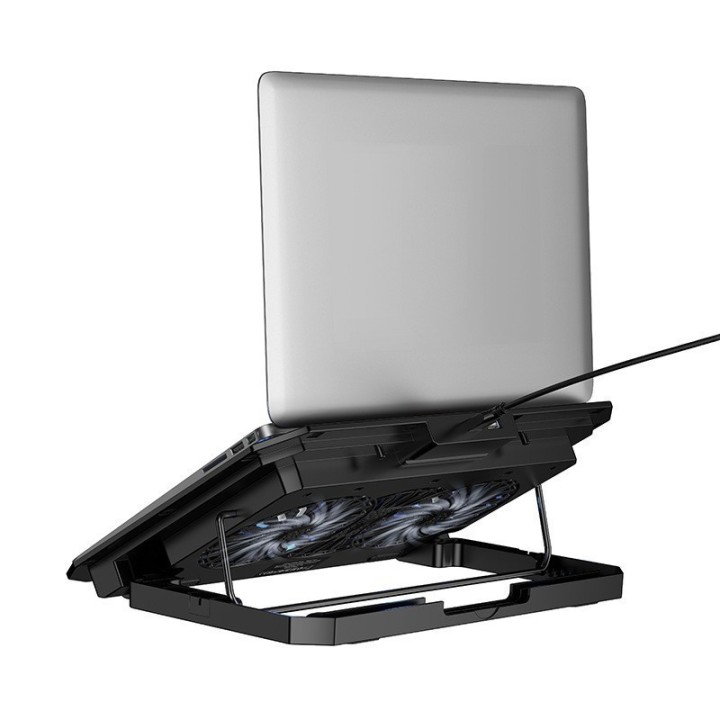 Laptop Cooler Hoco GA4 Jade Μαύρο με 2 Ανεμιστηράκια 7 Επιπέδων Έντασης και Φωτισμό για Φορητούς Υπολογιστές έως 17