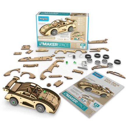 Engino MAKERSPACE DIY: Αυτοκίνητο αγώνων με δυνατότητα pull-back STEM Building Kit for Kids Ages 6+ (1 Model to Build)MS03