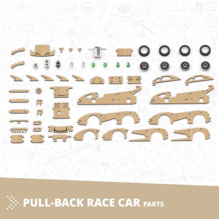 Engino MAKERSPACE DIY: Αυτοκίνητο αγώνων με δυνατότητα pull-back STEM Building Kit for Kids Ages 6+ (1 Model to Build)MS03