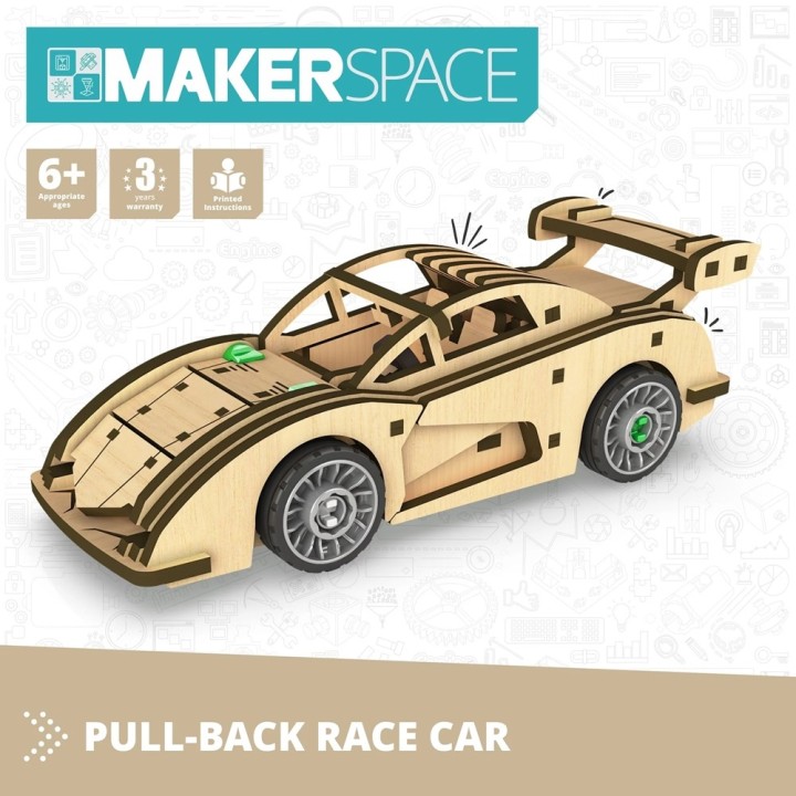 Engino MAKERSPACE DIY: Αυτοκίνητο αγώνων με δυνατότητα pull-back STEM Building Kit for Kids Ages 6+ (1 Model to Build)MS03